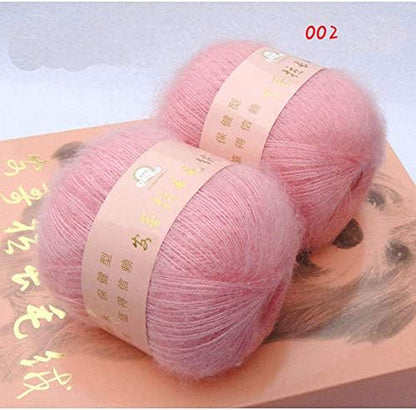 6 Balls Angora Mohair Wool Yarn Soft Fingering Baby Mohair Cashmere Hand Crochet Yarn for Knitting DIY Scarf Sweater Thread 300g (Pink)