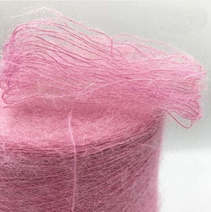 6 Balls Angora Mohair Wool Yarn Soft Fingering Baby Mohair Cashmere Hand Crochet Yarn for Knitting DIY Scarf Sweater Thread 300g (Pink)