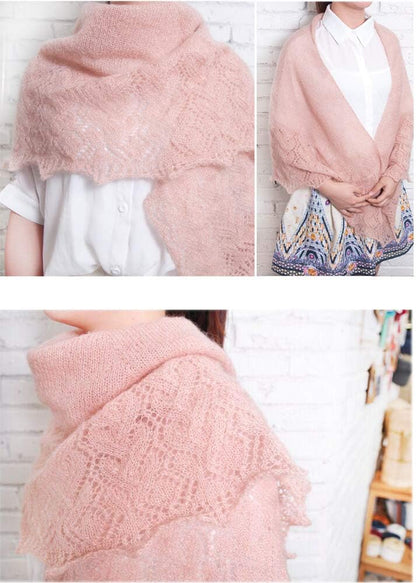 6 Balls Angora Mohair Wool Yarn Soft Fingering Baby Mohair Cashmere Hand Crochet Yarn for Knitting DIY Scarf Sweater Thread 300g (Pink)