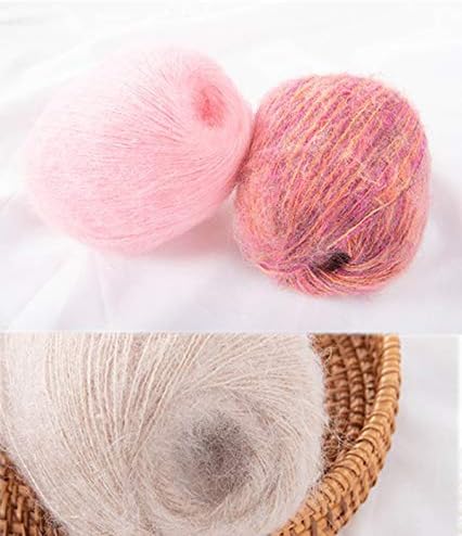 6 Balls Angora Mohair Wool Yarn Soft Fingering Baby Mohair Cashmere Hand Crochet Yarn for Knitting DIY Scarf Sweater Thread 300g (Pink)