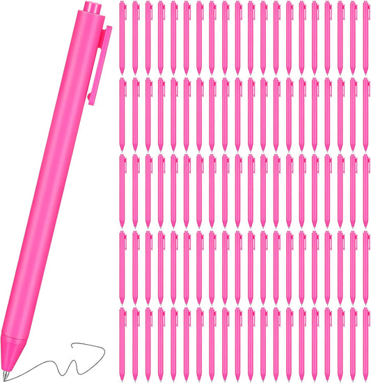 100 Pcs Pink Pens Bulk, Hot Pink Ball Point Pen Black Ink