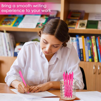 100 Pcs Pink Pens Bulk, Hot Pink Ball Point Pen Black Ink