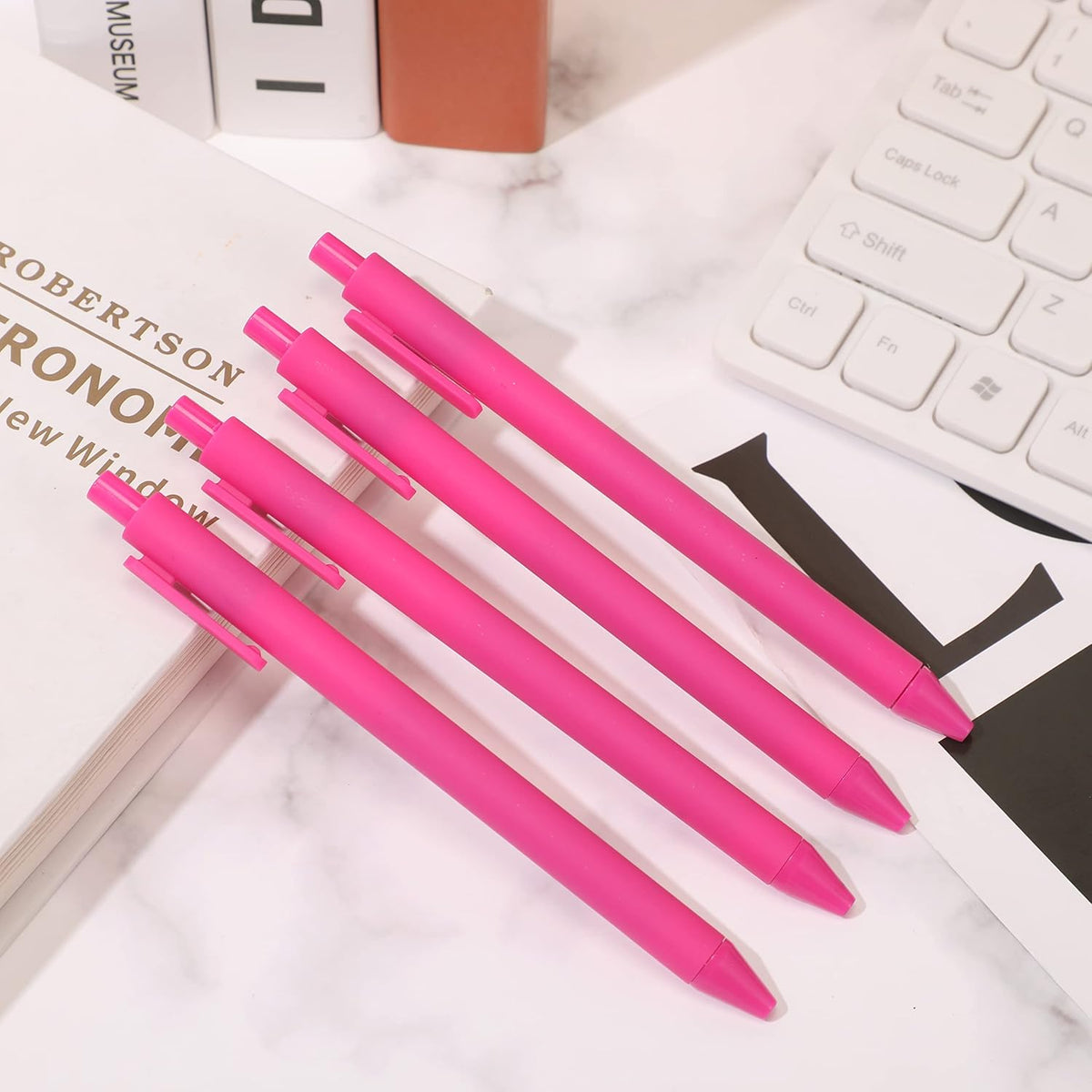 100 Pcs Pink Pens Bulk, Hot Pink Ball Point Pen Black Ink