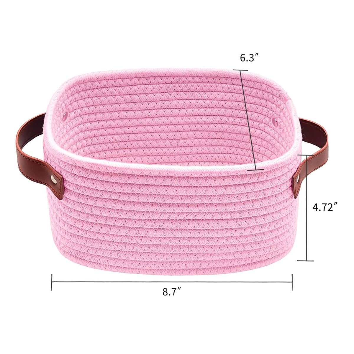 Small Storage Basket, Mini Baskets with Handle, Cute Cotton Woven Baskets for Shelves, Boho Decorative Toy Storage Bin for Nursery, Spa, Empty Gift Basket - XS, Pink