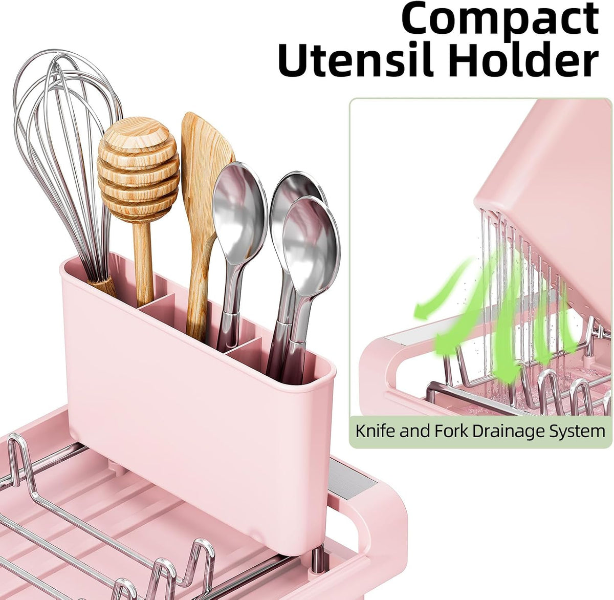 Small Dish Drying Rack, Expandable and Space-Saving, Pink