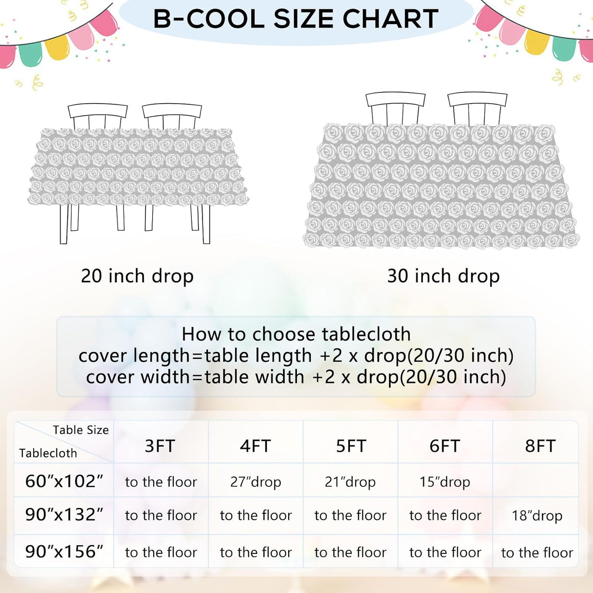 Pink Rosette Tablecloth 60 x102 Inch Floral Wedding Table Overlay