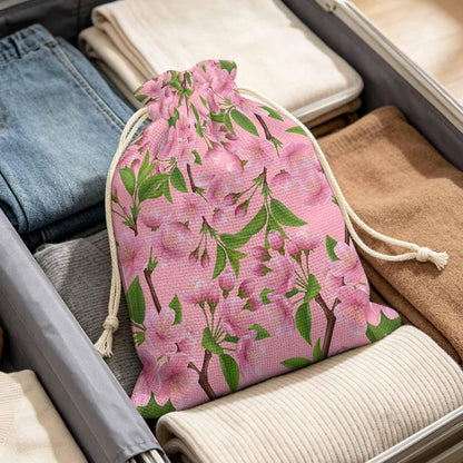 Victoroes Spring Peaches Drawstring Gift Bags 2 Pcs 11.8" x 15.7" Medium Peaches Flowers Pink Gift Bag Reusable Fabric Wrap Bags for Wedding Party Birthday Holiday