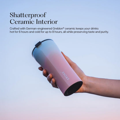 Leakproof Lid Shatterproof Tumbler, Sunset Peach, 6.9-inch Height, 12 oz