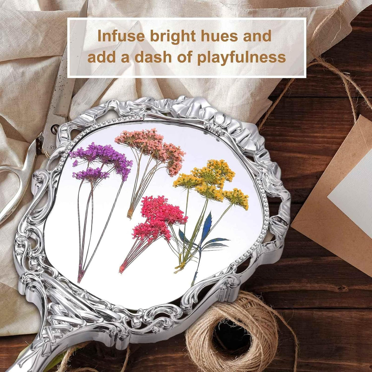 12 Pcs Natural Dried Pressed Flowers for Craft, Lace Real Pressed Dried Flowers Colorful Bouquets for Resin Moulds DIY Scrapbooking Candle Jewelry Making, Dark Pink