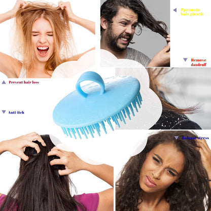 2Pack Hair Scalp Exfoliator Brush Dandruff Cleaning Brush, Flexible Scalp Massager, Shower Shampoo Brush for Home, Office, Travel and Pets-Pink/Blue