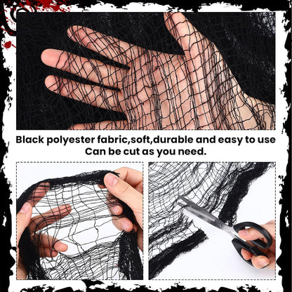6 Set Halloween Creepy Cloth, Pink Black Gauze Decor, 72x30 Inch