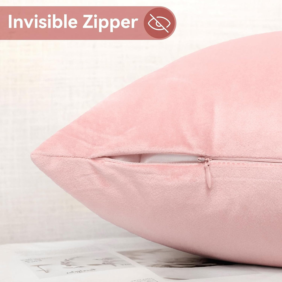 2 Pack Velvet Decorative Square Throw Pillow Covers 18x18 inch Pink