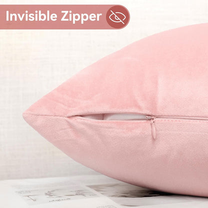 2 Pack Velvet Decorative Square Throw Pillow Covers 18x18 inch Pink