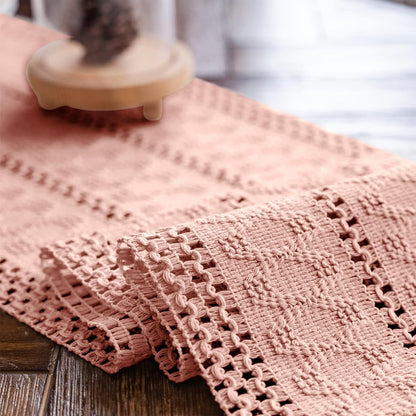 Macrame Table Runner Pure Pink Boho Table Runners with Tassels 12x71in