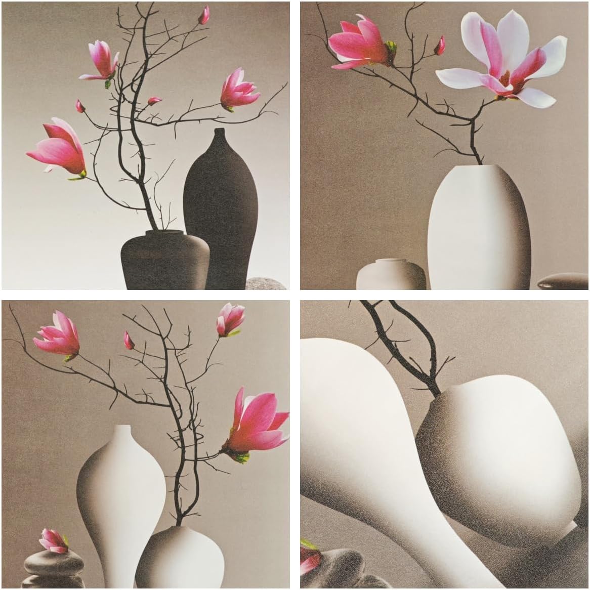 3D Pink Orchid Vase Wall Stickers, 3Pcs Modern Floral PVC Wall Decals, Removable 3D Blossom Wall Art for Bedroom, Living Room, Entryway, Yoga Studio, Sofa Backdrop, Home Office Decor
