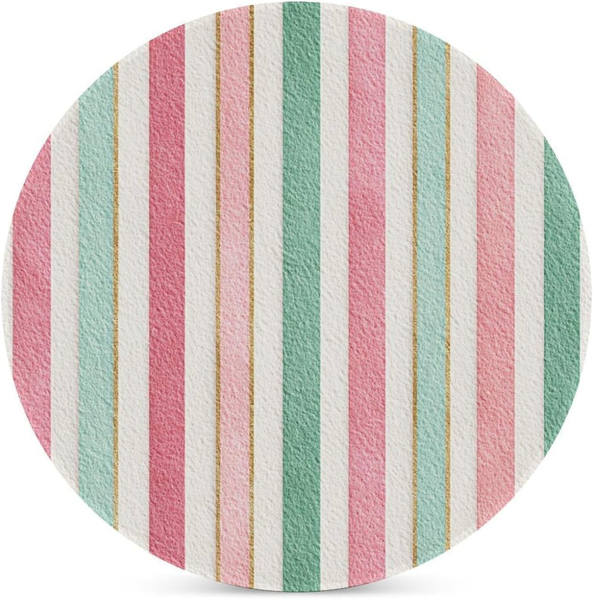 Tiny Stripe Pattern in Pink Aqua Cream Blue Coasters Set of 4 Absorbent Coasters
