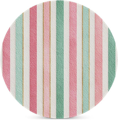 Tiny Stripe Pattern in Pink Aqua Cream Blue Coasters Set of 4 Absorbent Coasters