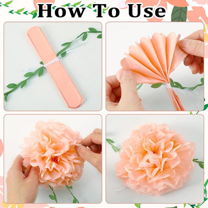 Jansun Tissue Paper Pom Pom Garlands for Birthday Decorations, Baby Shower Wedding Engagement Party Decorations Supplies