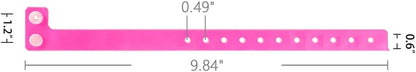 Plastic Wristbands Neon Pink 100 Pack, Viny Wristbands for Events