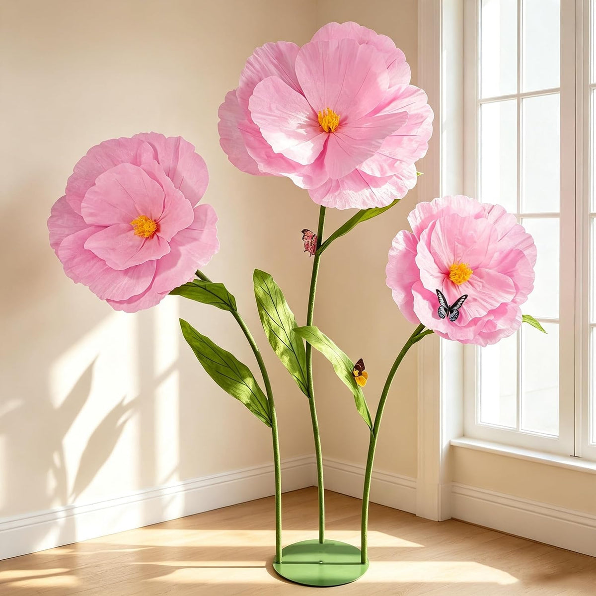 5.8 Ft Giant Artificial Flowers with Stand, Large Paper Flower