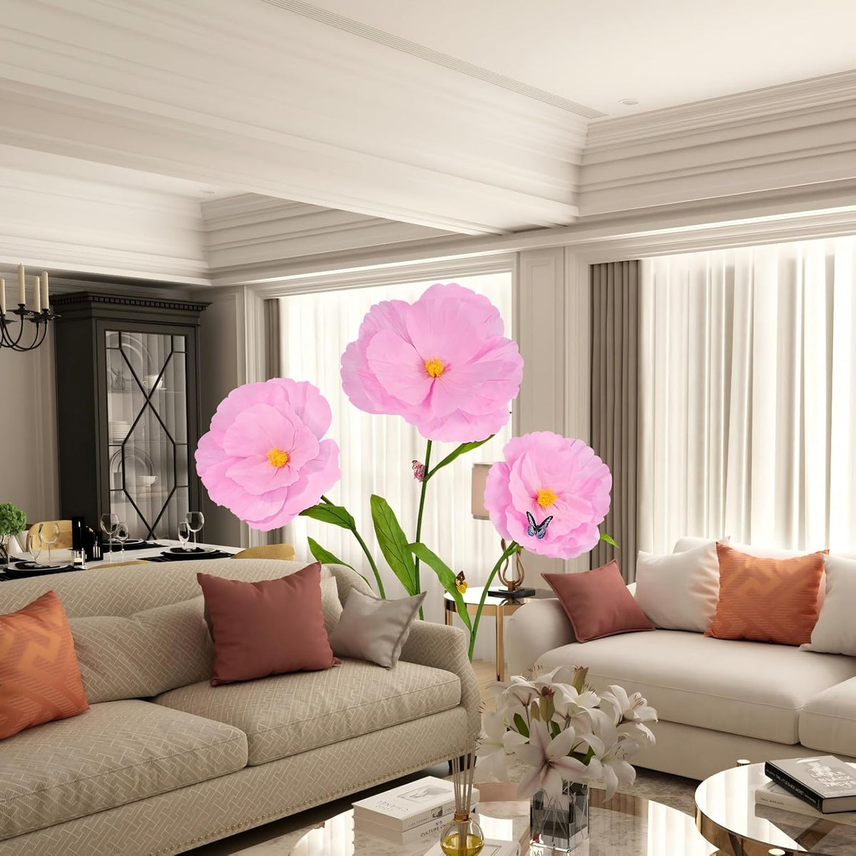 5.8 Ft Giant Artificial Flowers with Stand, Large Paper Flower