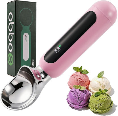 Heated Ice Cream Scoop, Rechargeable Electric Ice Cream Scoop (Pink)