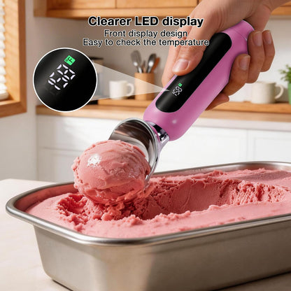 Heated Ice Cream Scoop, Rechargeable Electric Ice Cream Scoop (Pink)