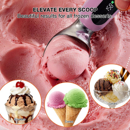 Heated Ice Cream Scoop, Rechargeable Electric Ice Cream Scoop (Pink)