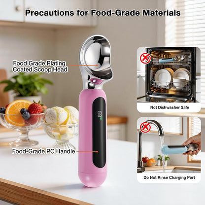 Heated Ice Cream Scoop, Rechargeable Electric Ice Cream Scoop (Pink)