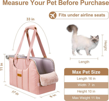 Dog Purse Carrier for Small Dogs Cats Rabbits Up to 12lbs, Lightweight Pet Sling Carriers with Crossbody Strap, Portable Puppy Soft Sided Tote Bag Carrier for Vet,Hiking,Travel Pink