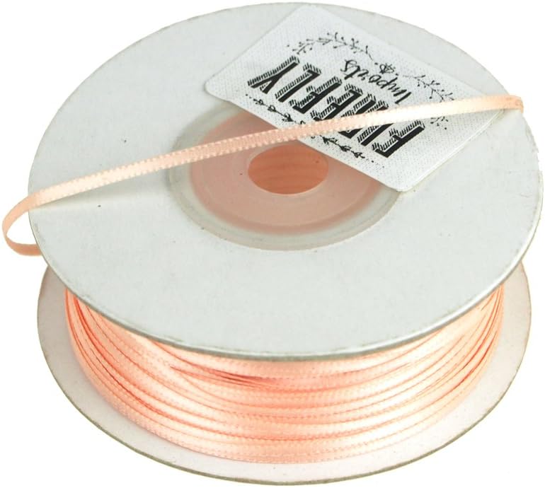 Double Faced Satin Gift-Wrapping Ribbon, 1/16-inch, 100-yard, Light Peach