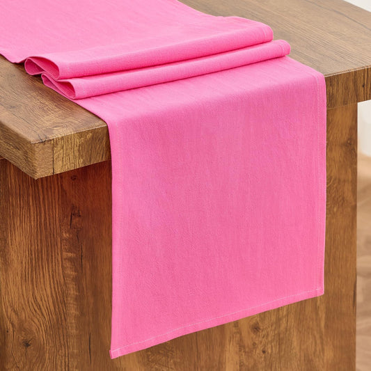Rose Pink Table Runner 72 Inches Long | Rustic, Cotton, Plain