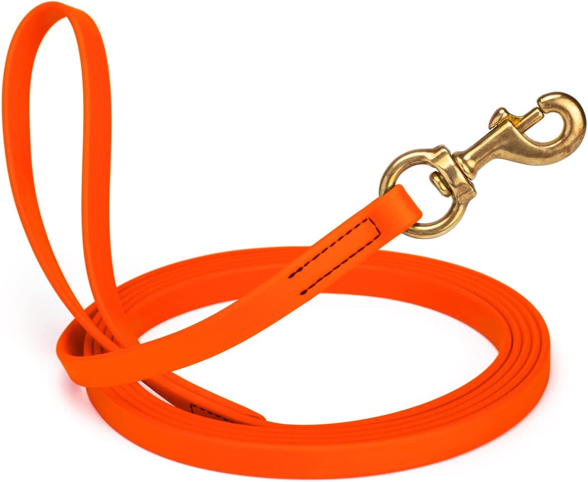 Viper K9 Biothane Working Dog Leash Waterproof Lead for Tracking Training Schutzhund Dog Sport & Search - Odor-Proof Long Line with Solid Brass Snap for Puppy Medium and Large 5/8" x 15ft HunterOrange