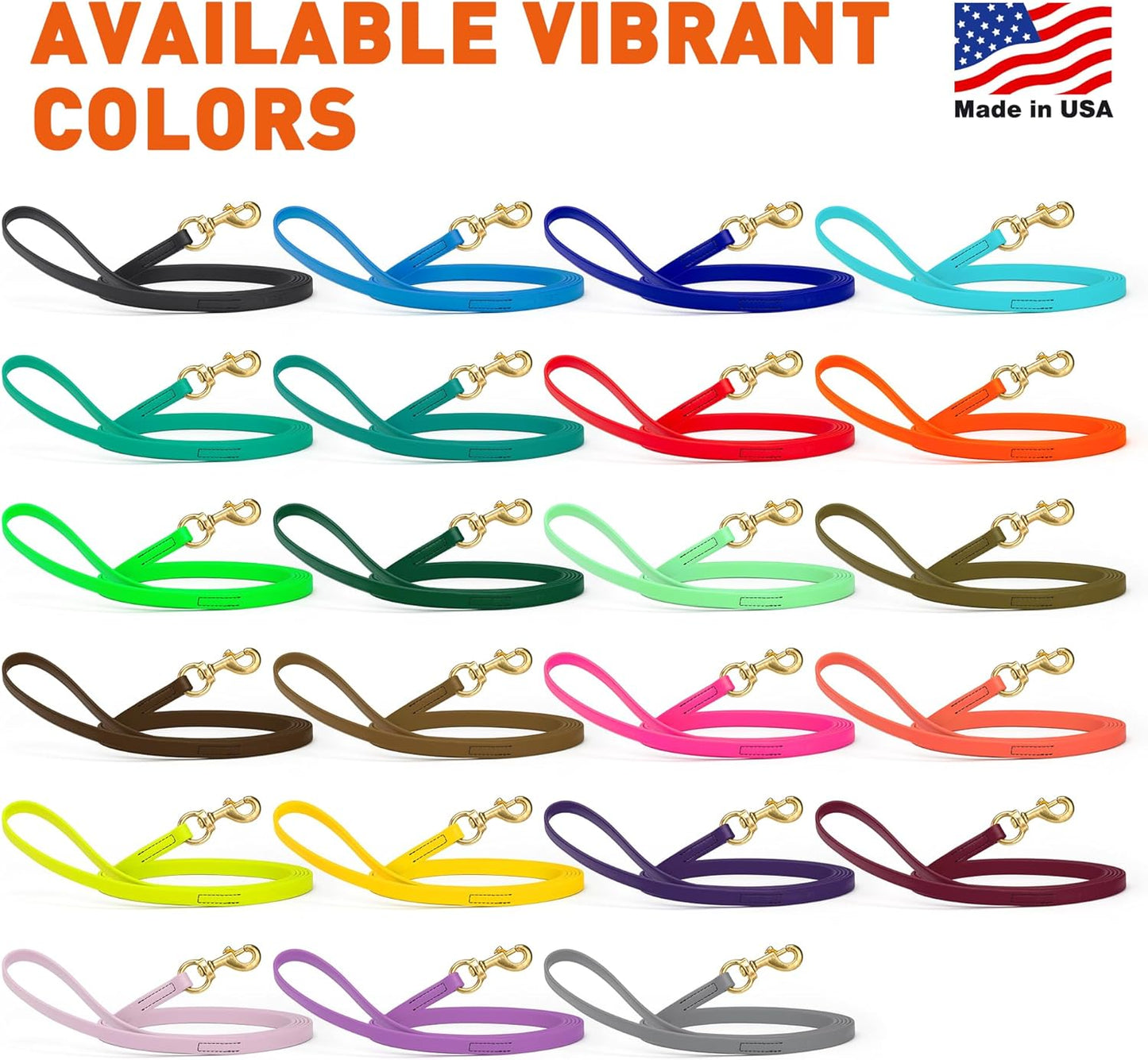 Viper K9 Biothane Working Dog Leash Waterproof Lead for Tracking Training Schutzhund Dog Sport & Search - Odor-Proof Long Line with Solid Brass Snap for Puppy Medium and Large 5/8" x 15ft HunterOrange