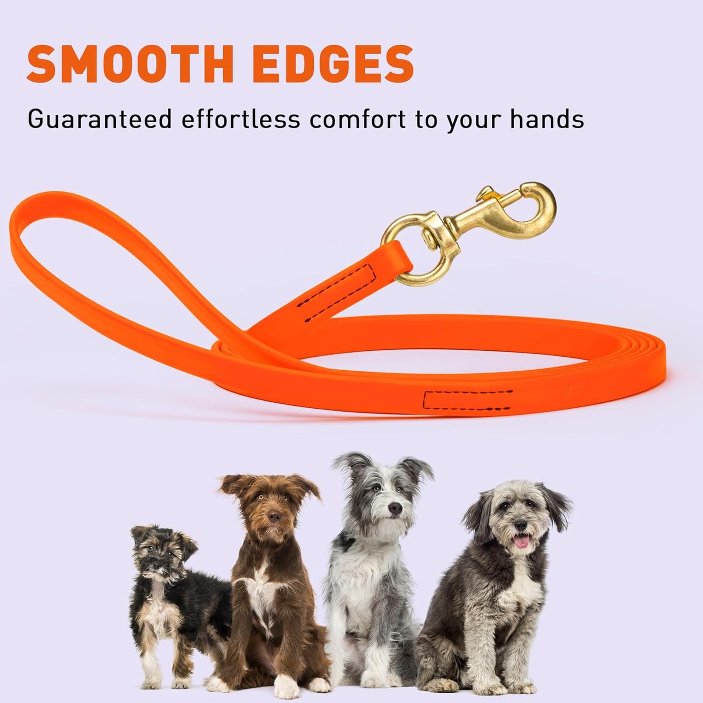 Viper K9 Biothane Working Dog Leash Waterproof Lead for Tracking Training Schutzhund Dog Sport & Search - Odor-Proof Long Line with Solid Brass Snap for Puppy Medium and Large 5/8" x 15ft HunterOrange