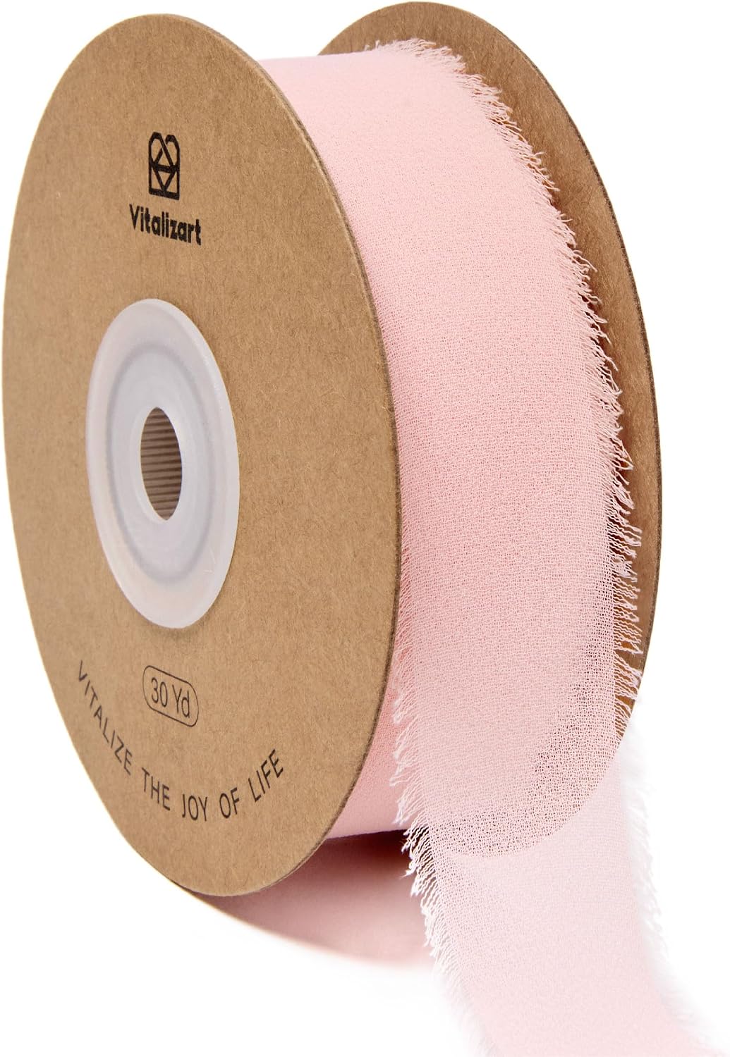 1" x 30Yd Pink Chiffon Ribbon Silk Handmade Frayed Fringe