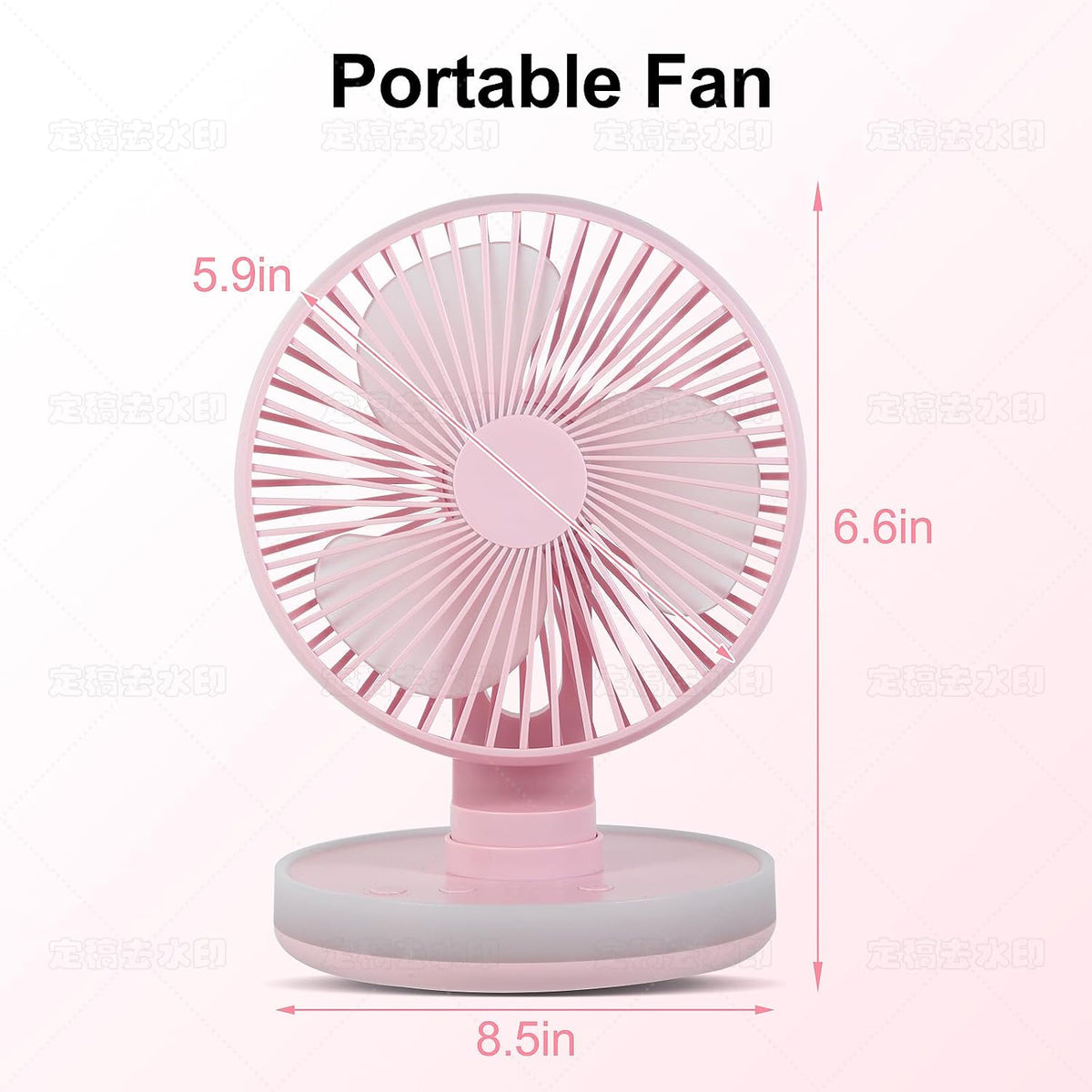 Small Desk Fan With Night Light, Auto Oscillating Table Fan With 3000mAh Rechargeable Battery, USB Personal Fan With 4 Speeds Wind, Adjustable Fan For Home, Office Bedroom, Camping (pink)