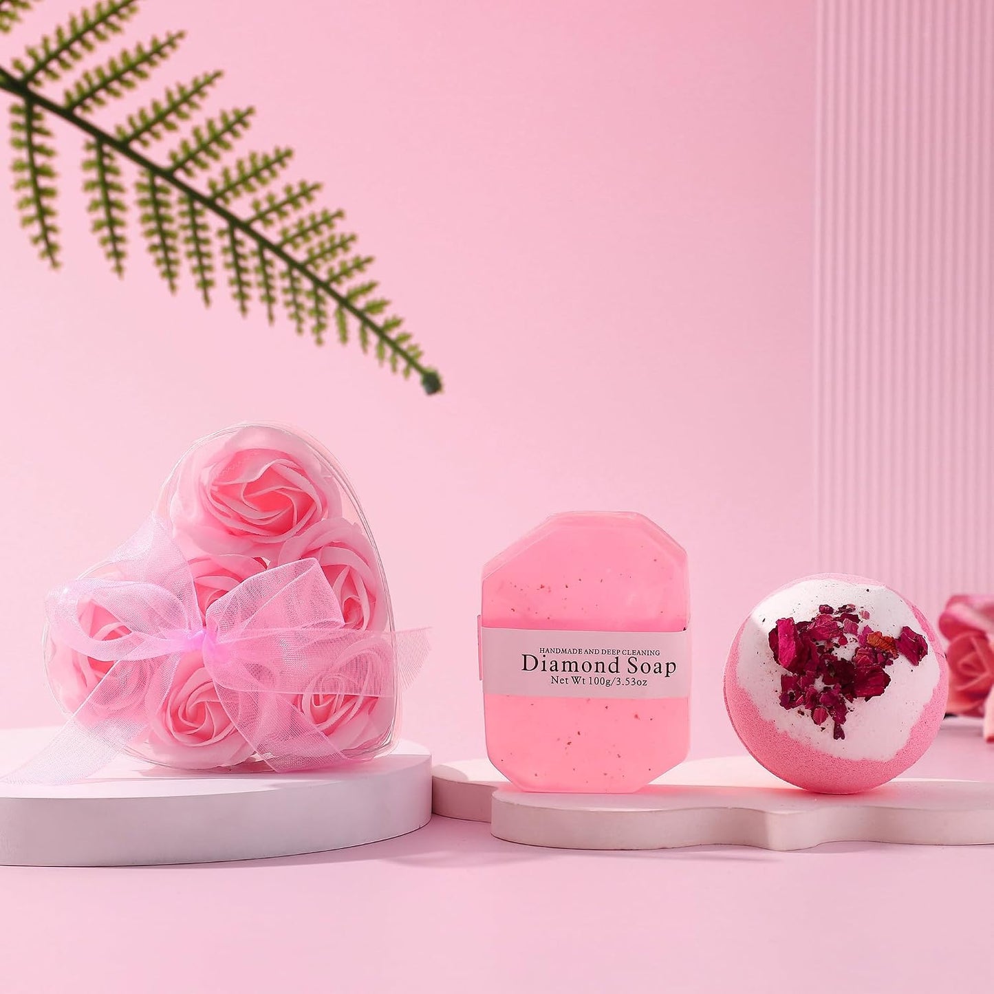 Pink Spa Gift Basket for Women, Self Care Gifts for Birthday Mother's Day Christmas Get Well Soon, Christmas Gift for Women Mom Her Best Friends Sister Wife