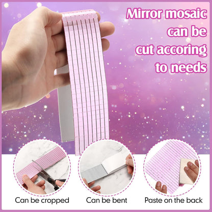 23040 Pcs Self Adhesive Mosaic Tiles Small Square Disco Glass Mirror Tiles Bling Ball Disco Ball Stickers for DIY Craft Decoration Living Room Accessory, 5 x 5 mm(Pink)