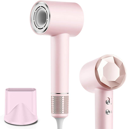 Hair Dryer, 110000 RPM High Speed Professional Hair Dryer, 2 Speeds and 4 Wind Temperatures, Fast Drying & Conditioning Hair Blow Dryer with Magnetic Nozzle for Home Travel Salon (Pink)