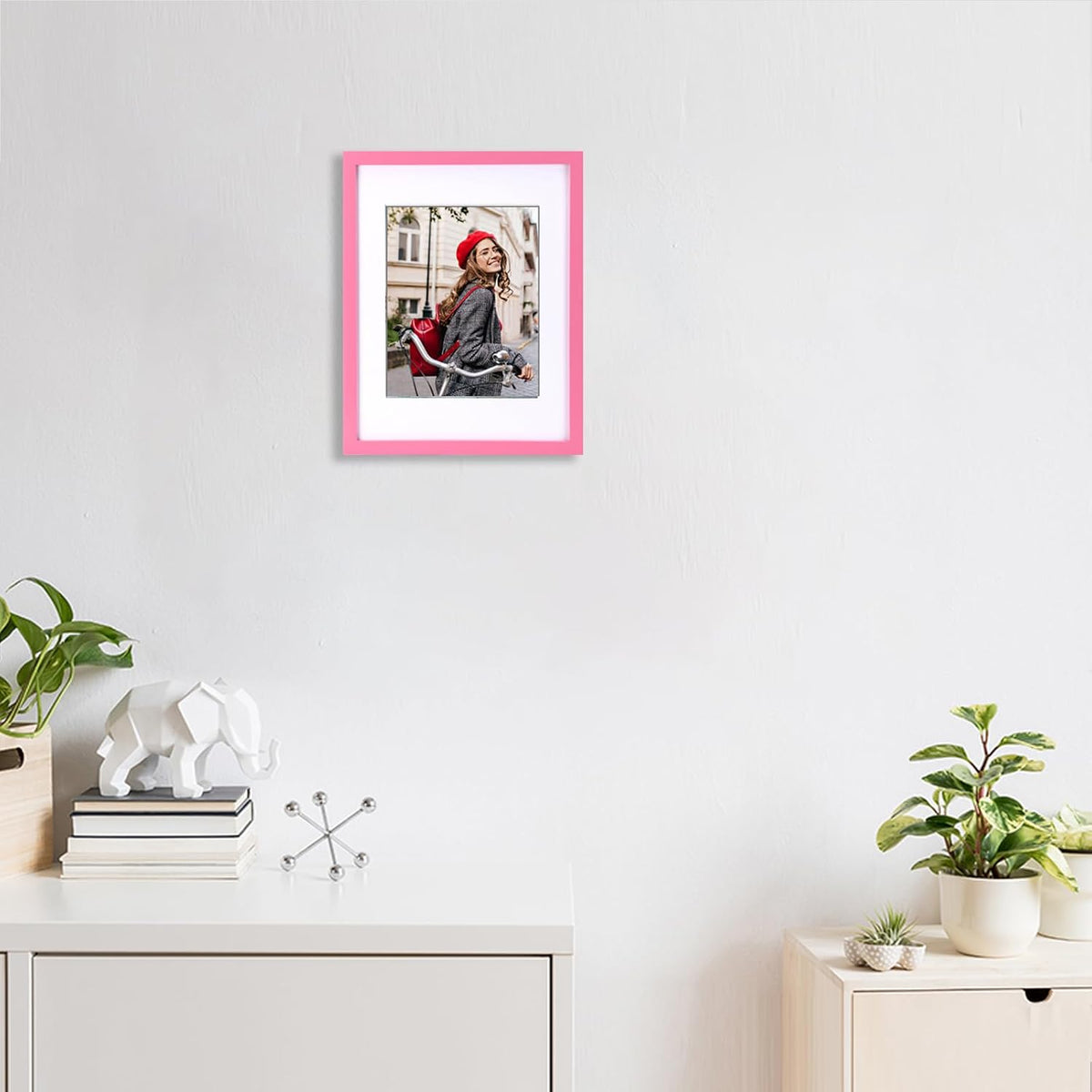 11x14 Picture Frame Made of Solid Wood Pink Photo Frames Display Pictures 8x10 with Mat or 11x14 Without Mat Colorful Frame Horizontal and Vertical for Wall