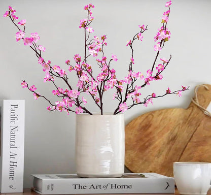 Artificial Plum Blossom Flowers 3pcs Faux Cherry Blossom Flower Silk Peach Flowers Plum Blossom Branches for Spring Summer Decor Home Wedding Party Table Centerpieces(Pink)
