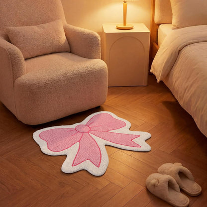 Pink Bow Bathroom Rug, 21" x 28", Pink Cream