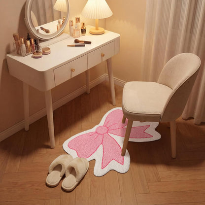 Pink Bow Bathroom Rug, 21" x 28", Pink Cream