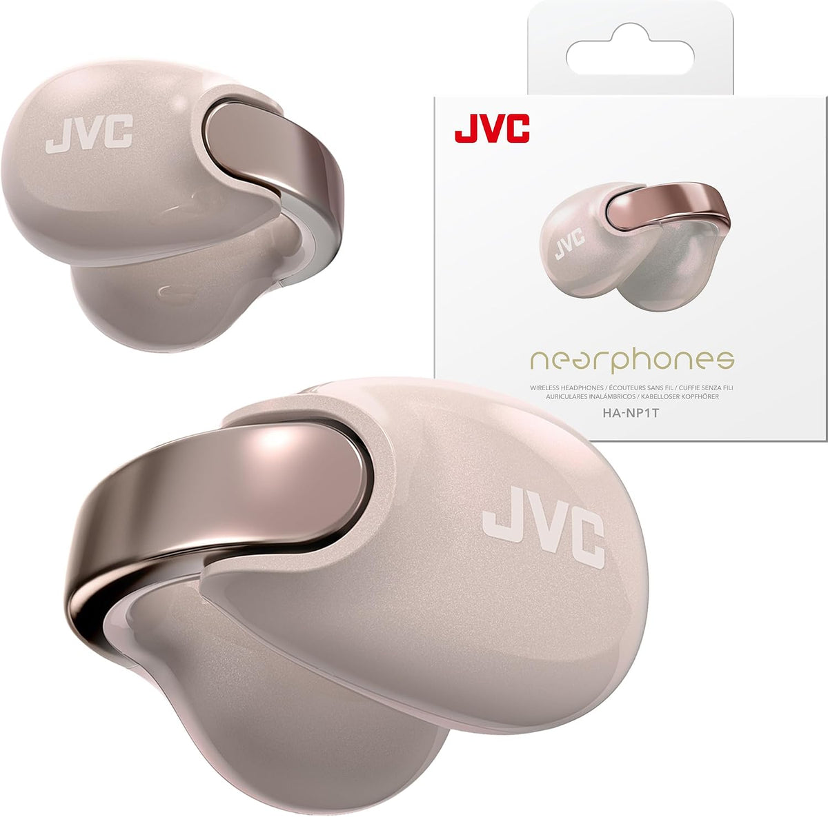 Nearphones Pearl Edition - Earcuff True Wireless Earbuds with Shiny Arch, Comfortable fit, Multipoint Connection, Bluetooth 5.3, 24H Battery Life - HANP1T-PN (Sand Peach)