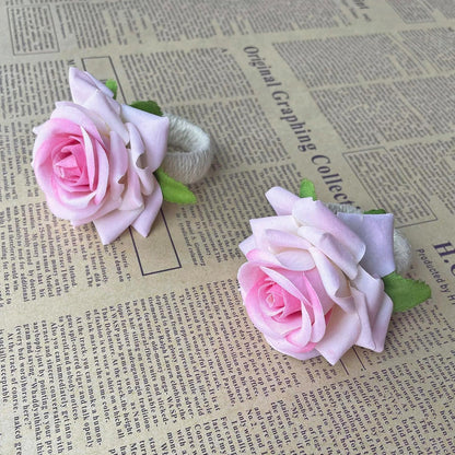 48Pcs Wedding Napkin Rings,Pink Artificial Rose Flower Napkin Holder