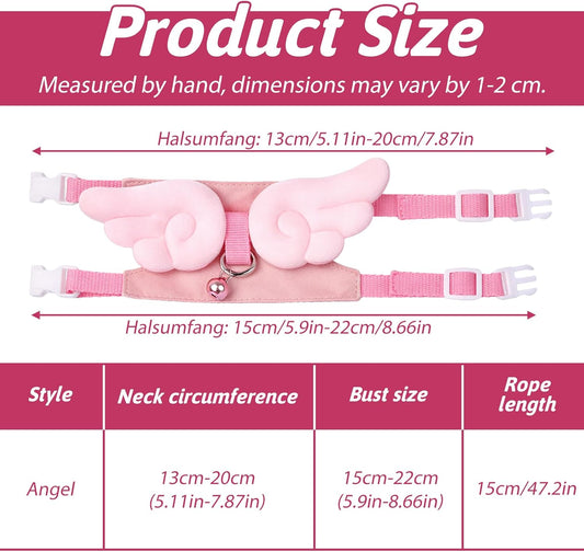 Ferret Harness and Leash Set Small Animals Vest Harness Soft-Harness Leash Vest Set with Bell Guinea Pig Clothes for Baby Ferret Rats Hamster Teacup Chihuahua Mouse Small Pet
