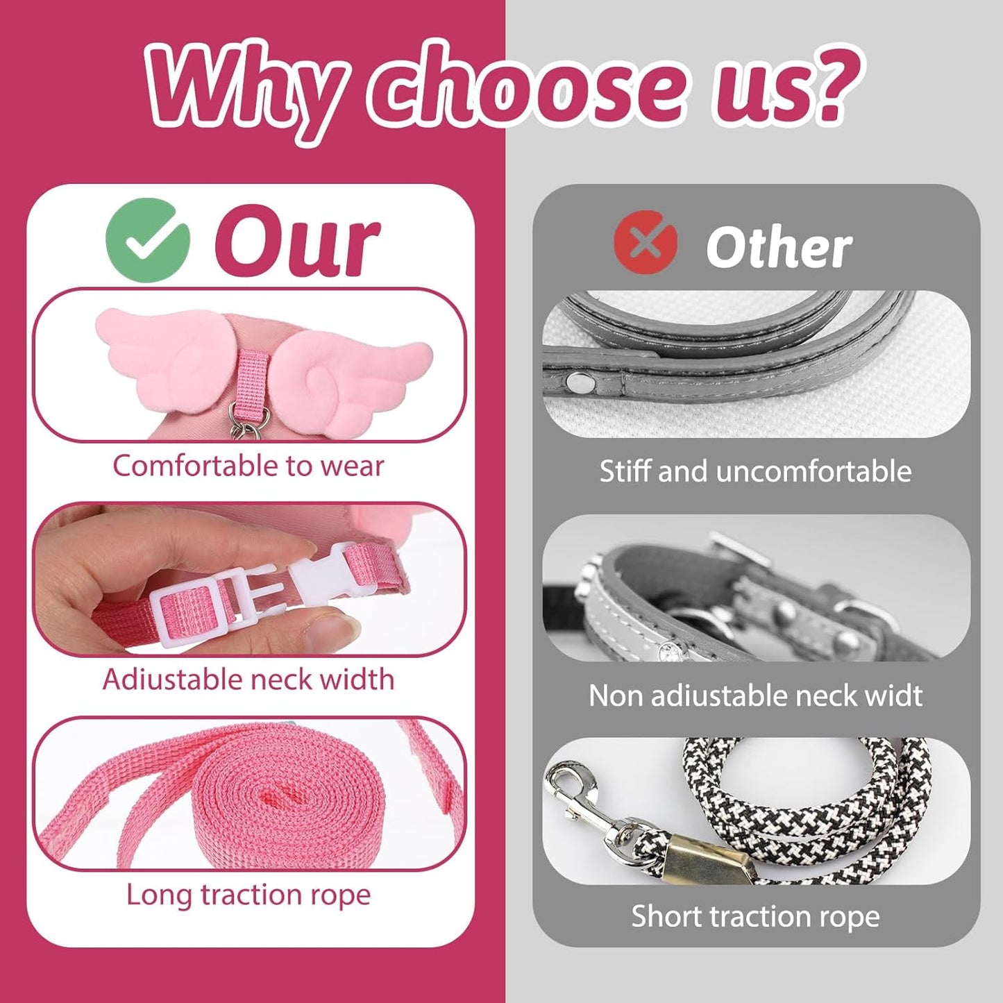 Ferret Harness and Leash Set Small Animals Vest Harness Soft-Harness Leash Vest Set with Bell Guinea Pig Clothes for Baby Ferret Rats Hamster Teacup Chihuahua Mouse Small Pet