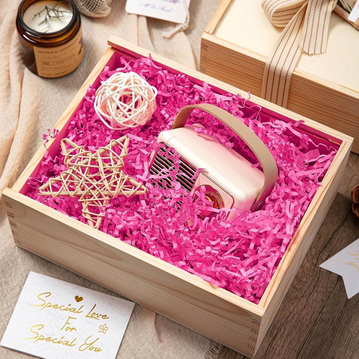 1 LB Crinkle Paper Filler Pink Shredded Paper for Gift Box Basket