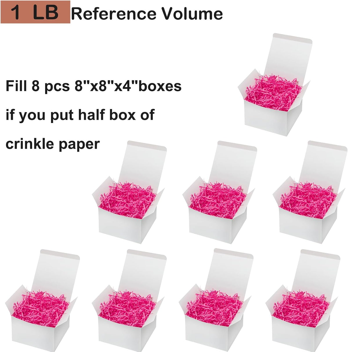 1 LB Crinkle Paper Filler Pink Shredded Paper for Gift Box Basket